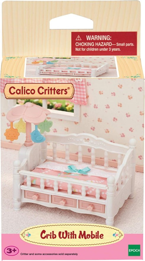 Calico Critters Crib with Mobile, Interactive Dollhouse Furniture Set with Working Features