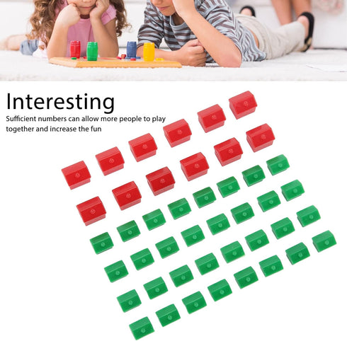 Hotel Game Replacement Pieces - Plastic Hotels & Houses Supplement, 10 Red and 30 Green Pieces