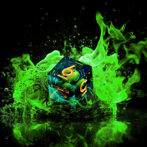 DND Resin Dragon Eye Dice Set, 7pcs Polyhedral Liquid Core Sharp Edged Dice Set with Gift Box for RPG & Role Playing