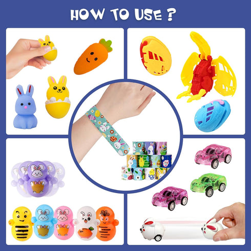 TOAPER 200PCS Pre-Filled Easter Eggs with Toys, Easter Basket Fillers, Easter Egg Hunt Prizes Toys for Kids Toddler