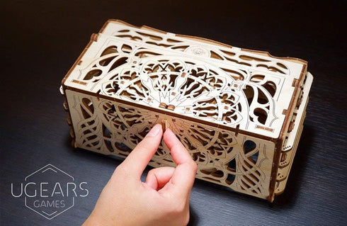UGears 3D Puzzle Wooden Card Holder for 12 Sets of Playing Cards - Unique Mechanical Devices for Board Games