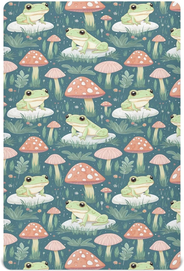 CHSIN Fitted Crib Sheets Cute Frogs Mushroom Baby Crib Sheets for Boy &