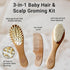 Set Infant Hair Brush and Comb for Newborns and Toddlers - Natural Wooden Hairbrush with Soft Goat Bristles for Cradle