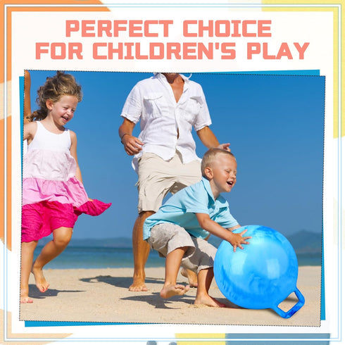 2 Pcs 18 Inch Hopper Ball Jumping Balls with Air Pump, Bouncy Balls for Kids Exercise, Marbled Red & Blue