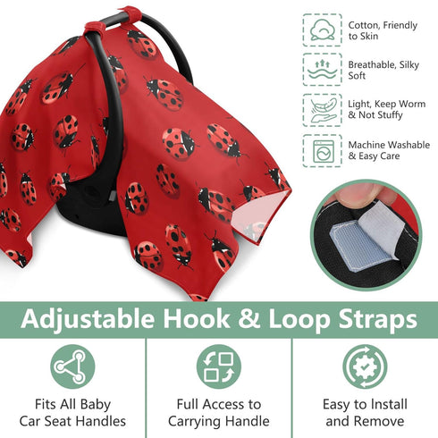 Mazeann Ladybug Red Car Seat Cover Baby Breathable Soft Infant Carseat Covers Canopies Babies Carrier Covers for Girl