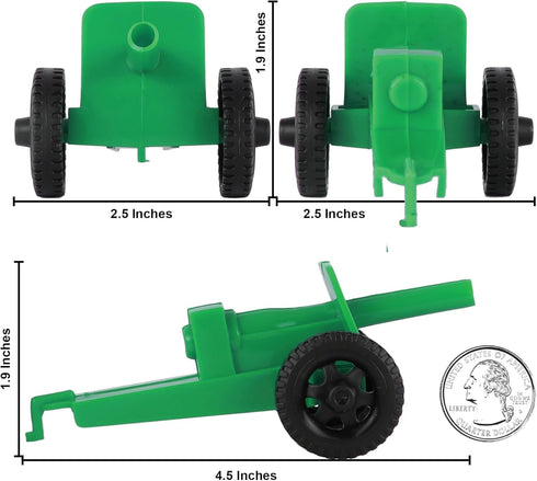 TimMee M3 ARTILLERY - Green 4pc Plastic Army Men Cannon Playset - Made in USA