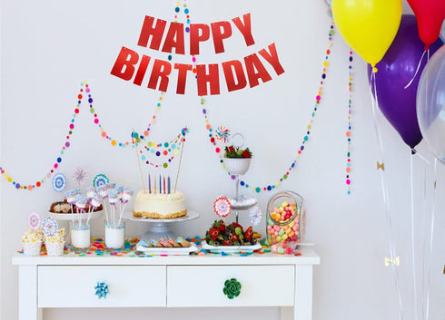 Happy Birthday Banner for Birthday Party Decorations, Red