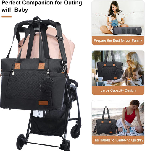 LOVEVOOK Large Waterproof Diaper Bag Tote with Changing Pad