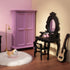 Minamzee 5Pcs 1:12 Set, Dollhouse Wardrobe Furniture Miniature Purple Openable Wardrobe, Dresser with Stool, Floor Lamp