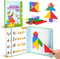 BenBen Travel Tangram Puzzle with Magnetic Wooden Shapes, Extra Large Dual-Sided Magnet