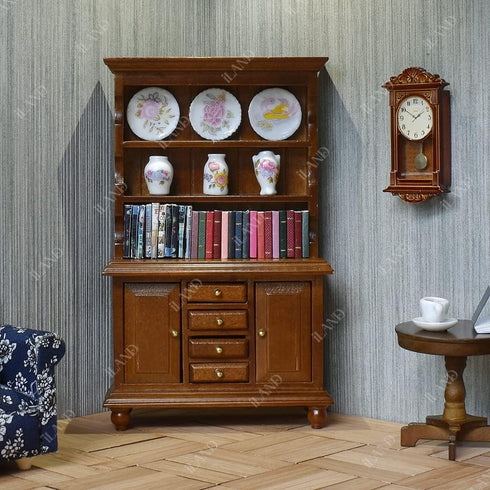 1:12 iLAND Miniature Dollhouse Accessories on Scale, Grandfather Wall Clock and Record Player, elf Accessories