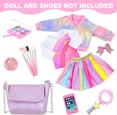 18 Inch Backpack Set 18" SetsNo UNICORN ELEMENT American Doll Makeup Accessories and Clothes,Sequin for Dolls Include