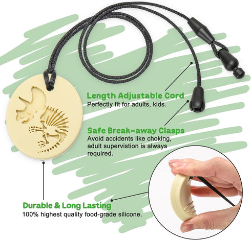 MISSLILI Sensory Chew Necklaces for Aggressive Chewers - Silicone Chewelry for Autism, ADHD, Oral Motor Therapy & Baby