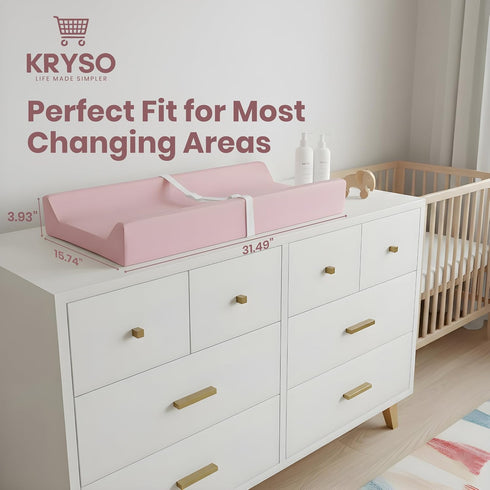 KRYSO Baby Changing Pad Soft Vegan Leather Changing Pad, Waterproof and Wipeable Diaper Changing Mat, Easy-to-Clean