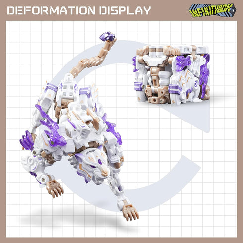 52TOYS INFINITY BOX IB-03 White Tiger Deformation Toys, Action Figure, Mecha and Cube, Birthday Gift