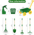 Set 7pcs Wheelbarrow Set 2 3+Years Duckura Kids Gardening Tools - Outdoor Toy for Kids with Shovel, Rake, Leaf Rake