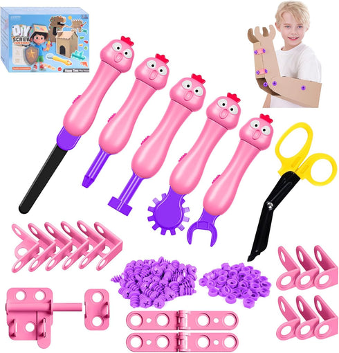 Kizmore Cardboard Cutting Tool Toys for Kids: 122PCS Safe Cutter Construction Kit |
