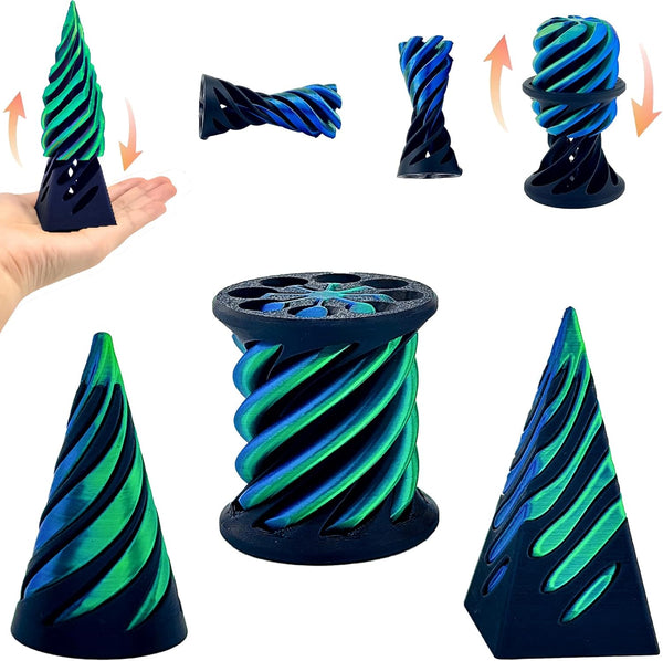 Bigted Impossible 3 Pack Spiral Cone Fidget Toy, Pyramid Passthrough Sculpture, Mini Cones