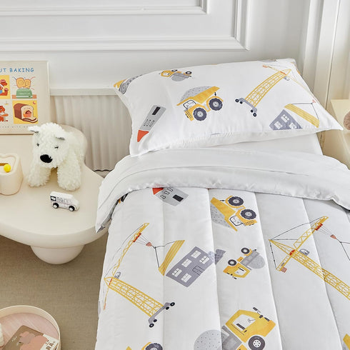 4 Set Set Set Bulldozer Pieces Toddler Bedding for Boys Toddler Bed Cute Toddler Bed in a Bag with Sheet and Pillow