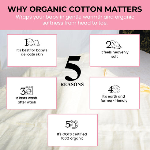 100% 3-Pack, 47 47 inches Organic Muslin Swaddle Blankets, Organic Cotton, Baby Wrap for Boys and Girls, Soft