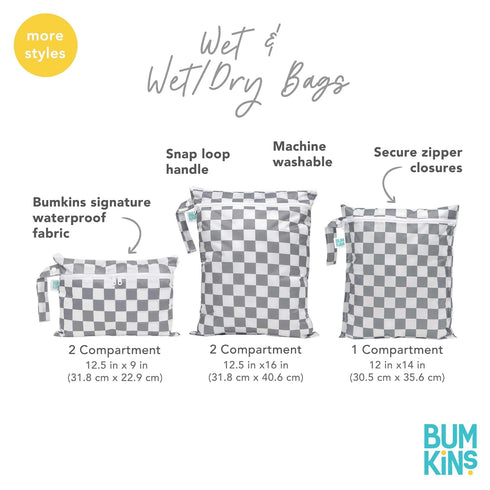 Packing Bumkins Waterproof Wet Bag for Baby, Travel, Swim Suit, Cloth Diapers, Pump Parts, Pool, Beach, Gym Clothes