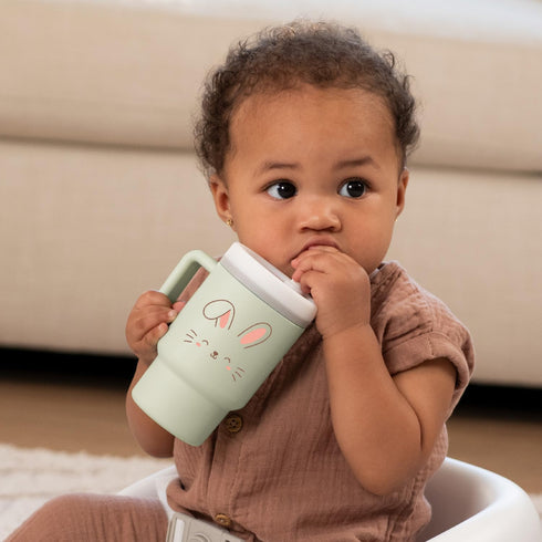 1st Infantino My Tumbler, Silicone Sippy Cup with Straw & Handle, Spill-Resistant Baby Cup for On-the-Go, BPA-Free