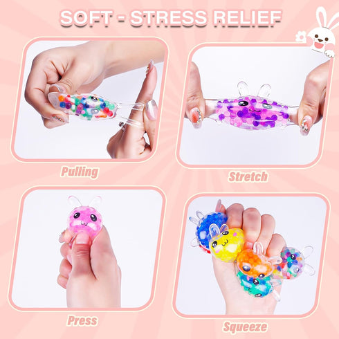 12 Exun Pcs Easter Bunny Mini Squeeze Balls, Easter Basket Stuffers, Easter Egg Fillers, Squishies Stress Relief Fidget