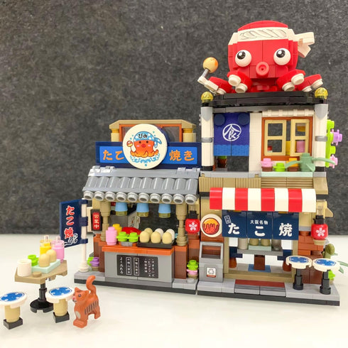 Japanese Street View Building Kits, 722 PCS Modular House Building Set, Mini DIY Model Set for Adults and Teens.
