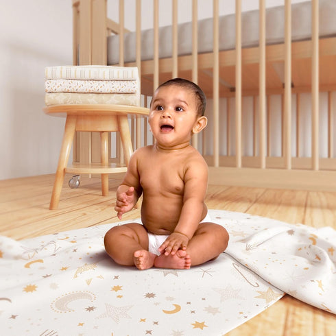 Generic 4 30x30, Piece Cotton Flannel Receiving Blankets, Yellow Baby Blankets for Boy and Girls, Neutral Receiving