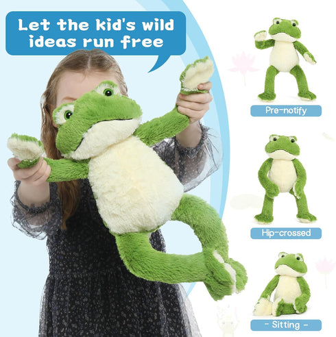 17.7 Inch Muiteiur Plush Frog Stuffed Animal, Cute Frog Soft Toy with White Belly, Stuffed Frog Plush Toy Gift for Kids