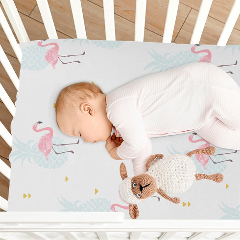 CaTaKu Crib,27"x 39" Baby Crib Sheets Cute Pineapple Flamingo Hawaii Mini Crib Sheets Fitted for Girls Boys,Neutral