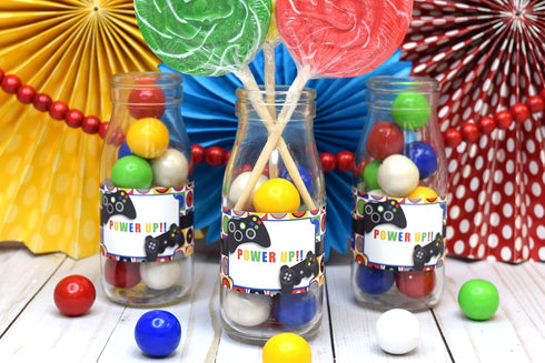Game On Video Gamer Birthday Party Waterproof Water Bottle Sticker Wrappers - 20 Labels by AmandaCreation