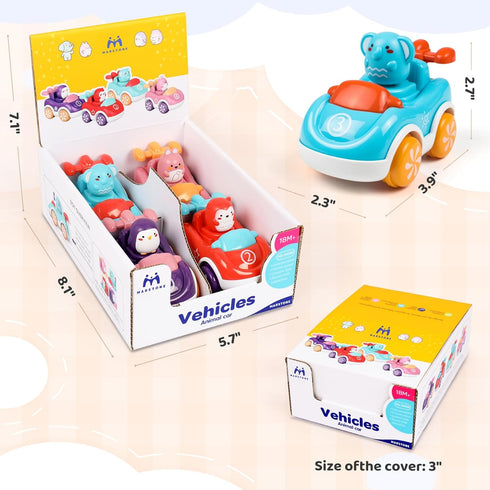4 Pack Animal Cartoon Push Cars, Educational Toys for 1+ Year Old Girl Birthday Gift, Baby Toys