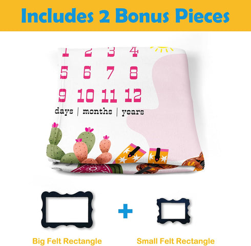 Cow Girl Baby Monthly Milestone Stuff for Newborn Photo Taken - Baby Age Blanket with 2 Frame