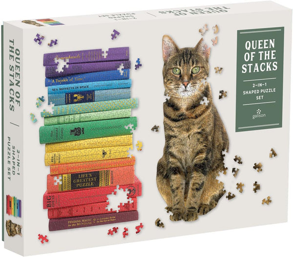 Galison Queen of The Stacks Set of Two Puzzle Set, Multicolor