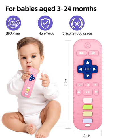 3 6 9 12 18 24 Chuya Baby Teether TV Remote Control Shape Teething Toys for Babies Months for Infants Teething Relief