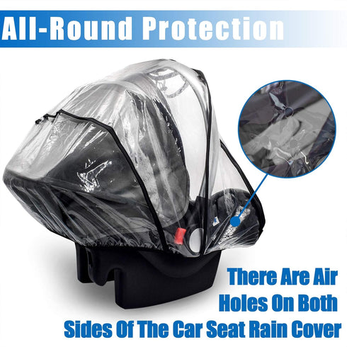 Car Seat Rain Cover - Food Grade EVA, Waterproof, Windproof Protection with Quick-Access Zipper