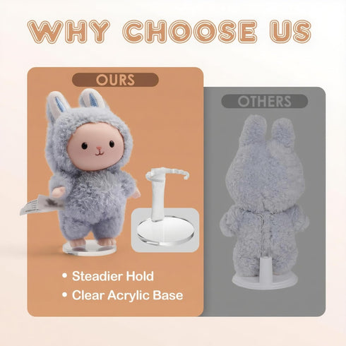3-7" 2 Set Adjustable Doll Stand for Sitting & Standing Positions - Premium Acrylic Base Display Holder for Figures