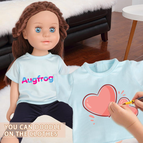 5-Piece Light Blue T-Shirts for 17-18 Inch Dolls, DIY Customizable Plain Tees