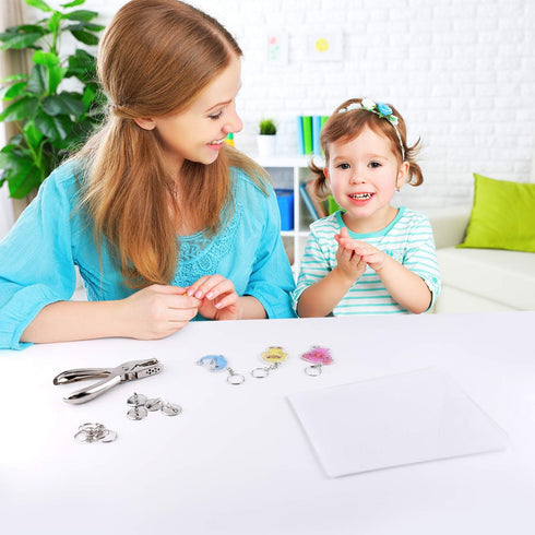 ASTARON 181Pcs Shrinking Plastic Sheets Kit with 20 Shrinking Film Art Paper and 161 Pcs Keychains Making Accessories