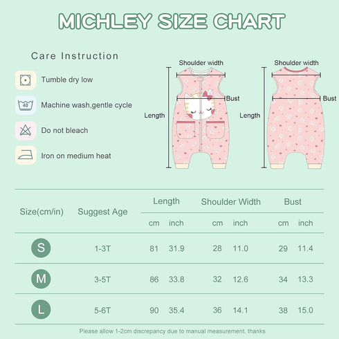 MICHLEY Unisex Baby Wearable Blanket, Toddler Sleeveless Sleeping Bag with Feet, Cat, 1-3T, Autumn Winter