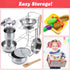 Kids Kitchen Pretend Play Accessories Set, 32 Items Stainless Steel Pots and Pans with Rack Organizer, Cooking Utensils