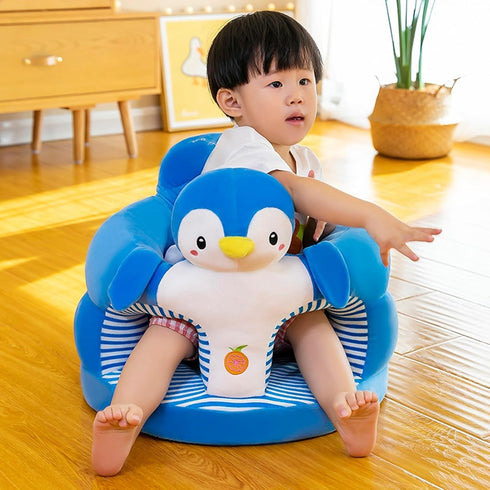 Juaugusep Baby Sit Up Chair with Cartoon Animals Plush Sofa - Toddler Learn to Sit Up - Washable Cover for Back & Head