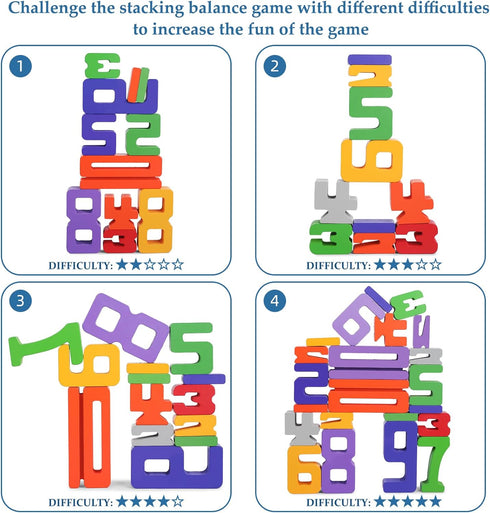 Lasoba 1-10, 30 3 Wooden Number Building Blocks, Large Digit Blocks Pcs Math Blocks Number Toys for Kids, Educational