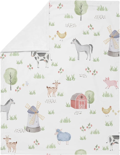 Sweet Jojo Designs Farm Animals Baby Boy Girl Receiving Security Swaddle Blanket for Newborn or Toddler Nursery Car