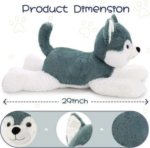 Giant 30" Husky Stuffed Animal | Large Plush Dog Toy | Cuddly Big Husky Puppy Pillow Gift for Kids