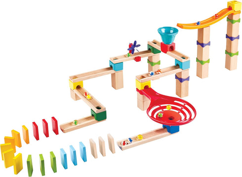 Set 81 3 Hape Marble Run Race Track | Wooden DIY Marble Run with Dominoes, STEAM Educational Learning Toy, Pieces