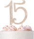 15 Cake Topper - Premium Rose Gold Metal, 15th Birthday or Anniversary Party, Sparkly Rhinestone Decoration, Protected