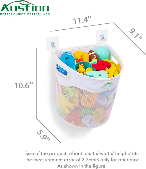 Quick-Fetch Way Mesh Bath Toy Holder, Wide Opening and Large Capacity Bath Toy Storage for Quick Access to Toys, Space-Saving Wall-Mounted Bath Toy Organizer, Quick Dry Bathtub Toy Holder