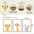 YWJKWLGS Set 3, 11x16 Inch Safari Nursery Wall Art of Natural Wood Framed Watercolor Animal Print, Giraffe Lion